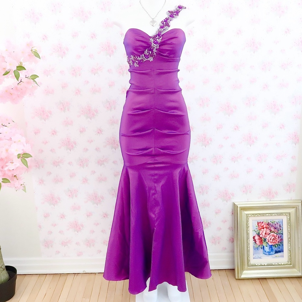 Y2K Cache Purple Satin Mermaid Prom Dress Gown — Scene Princess